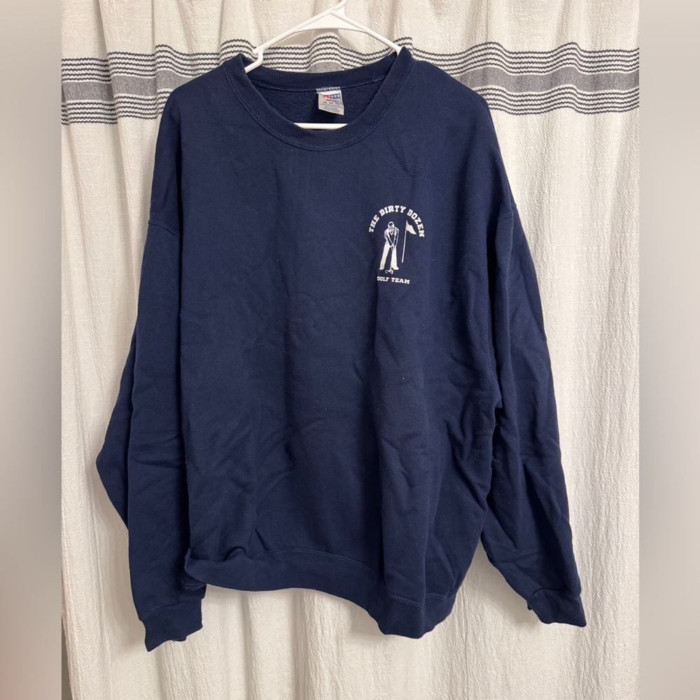 Jerzees Navy Crewneck Sweatshirt with White Golf Team Logo